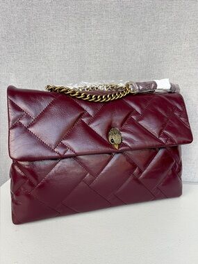 KURT GEIGER Kensington XXL Patent Crackled Leather Shoulder bag BURGUNDY WINE